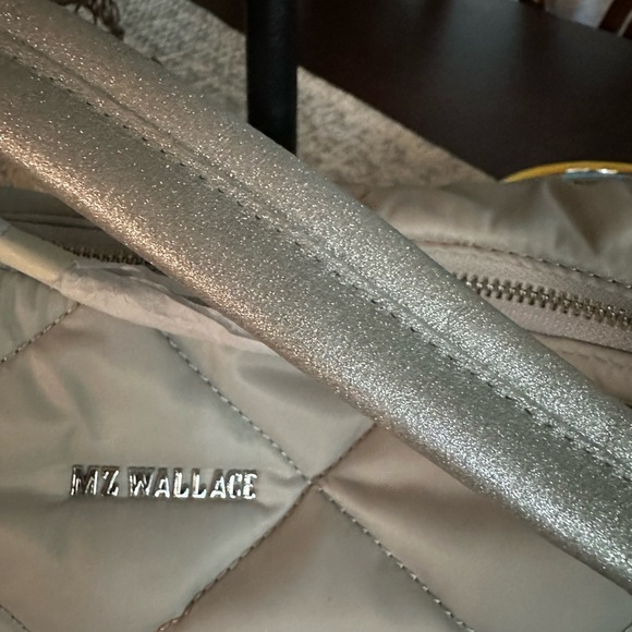 MZ WALLACE FROST SILVER GRAY Madison Shoulder Bag Chain Quilted Nylon Bag NWT - Picture 12 of 16